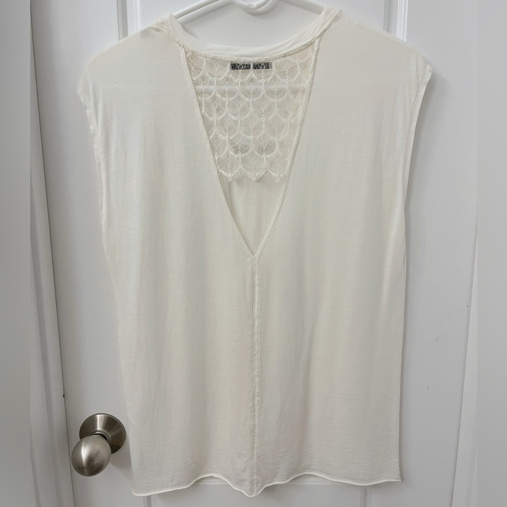 Sandro Cream Lace Detail Blouse - Picture 2 of 3